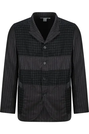 Comme des Garçons Jakke, Herre, Grå, L, Uld, Stribet Uldjakke