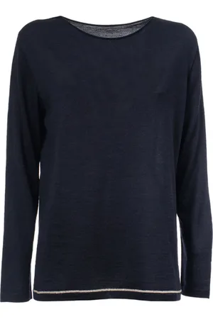 LE TRICOT PERUGIA Strik, Dame, Blå, M, Uld, Uldtrøje med Lurex-detalje