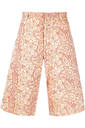 Bluemarble Shorts, Herre, Rød, S, Uld, Blomsterbroderi Knælange Shorts