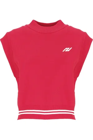 Autry Top, Dame, Rød, S, Uld, Rød Ærmeløs Top med Kontrasterende Logo