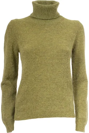 Gran Sasso Strik, Dame, Grøn, XS, Uld, Slim Fit Højhalset Trøje