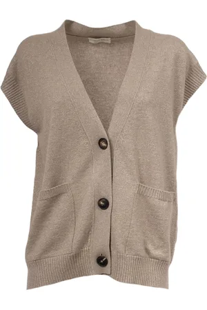 LE TRICOT PERUGIA Strik, Dame, Brun, S, Uld, Ribstrikket Knappet Vest