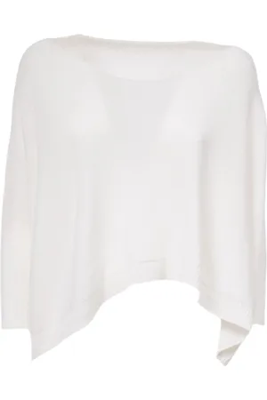 LE TRICOT PERUGIA Strik, Dame, Hvid, XS/S, Cashmere, Cashmere Sweater med bred hals og 3/4 ærmer
