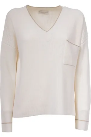 LE TRICOT PERUGIA Strik, Dame, Hvid, M, Uld, Uldtrøje med brystlomme