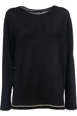 LE TRICOT PERUGIA Strik, Dame, Sort, L, Uld, Striktrøje i ren uld med Lurex-detalje