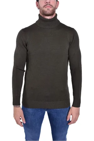 KANGRA CASHMERE Strik, Herre, Grøn, 2XL, Uld, Grøn Dolcevita Trøje til Mænd