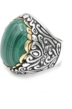 Jalan Jalan Tilbehør, unisex, Flerfarvet, 60 MM, 925 Sterling Sølv Malakit Ring
