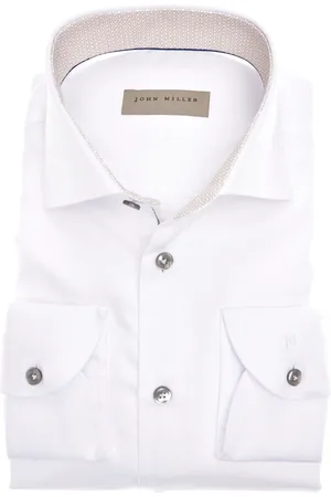 john miller Skjorte, Herre, Hvid, 4XL, Bomuld, Hvide langærmede skjorter