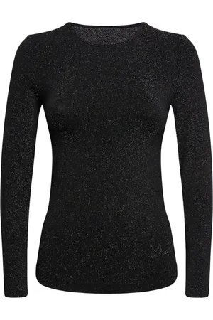 MVP Wardrobe Strik, Dame, Sort, L, Uld, Metallisk Top Langærmet