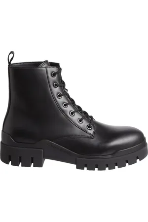 Calvin Klein Sko, Herre, Sort, 46 EU, Læder, Sorte Combat Laceup Ankelstøvler