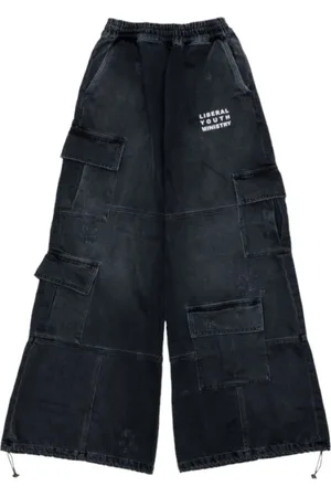 Liberal Youth Ministry Jeans, Herre, Sort, M, Denim, Sorte Denim Cargo Bukser
