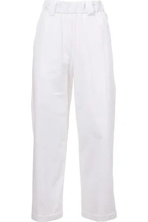 LE TRICOT PERUGIA Bukser, Dame, Hvid, S, Bomuld, Bomuldsbukser med elastisk talje og lommer