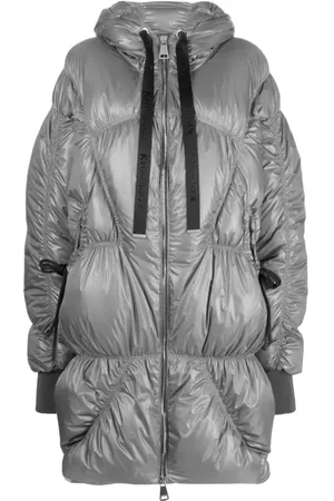 Khrisjoy Jakke, Dame, Grå, XS, Uld, Metallic Quiltet Jakke med Rynkede Detaljer