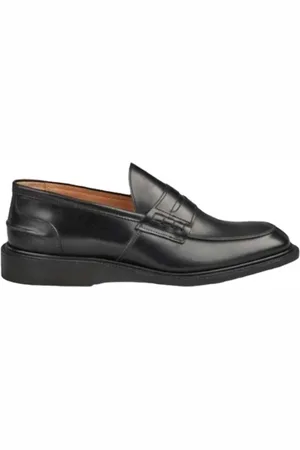 TRICKERS Sko, Herre, Sort, 41 EU, Læder, Klassiske Penny Loafers i Sort Læder