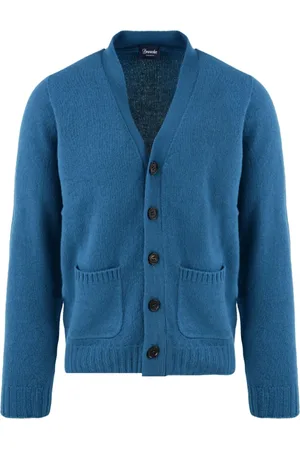 DRUMOHR Strik, Herre, Blå, 2XL, Uld, Herre Cardigan Sweaters