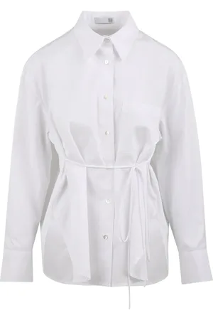 Douuod Woman Bluser & Skjorter, Dame, Hvid, XS, Hvid Poplin Skjorte med Italiensk Krave