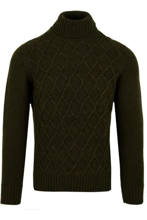 DRUMOHR Strik, Herre, Grøn, 2XL, Militærgrøn Sweaters