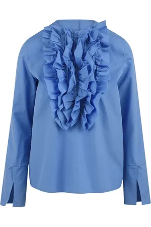 Douuod Woman Bluser & Skjorter, Dame, Blå, S, Uld, Klar Blå Poplin Skjorte