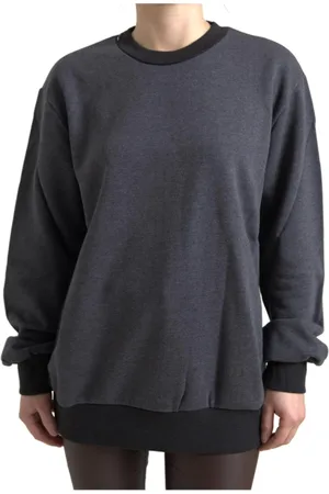 Dolce & Gabbana Sweathshirts & Hoodies, Dame, Grå, XS, Bomuld, Mørkegrå Bomuld Crew Neck Sweater