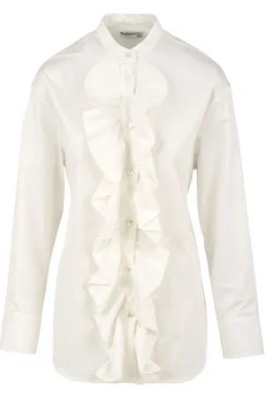 Douuod Woman Bluser & Skjorter, Dame, Hvid, S, Uld, Hvid Skjorte med Model Cavalletta