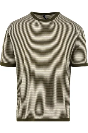 DRUMOHR Top, Herre, Grøn, L, Uld, Stribet T-shirt til Mænd