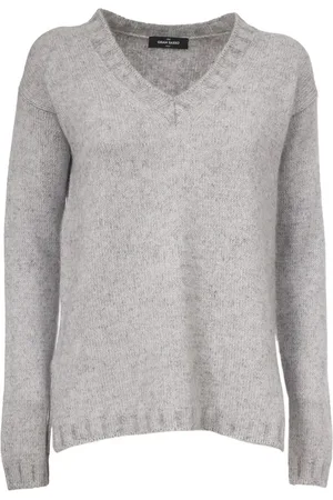 Gran Sasso Strik, Dame, Grå, XL, Cashmere, Kvinders ren cashmere sweater