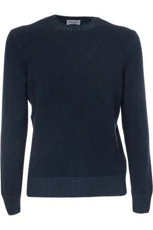 Gran Sasso Strik, Herre, Blå, XL, Cashmere, Slim Fit Crew Neck Cashmere Sweater