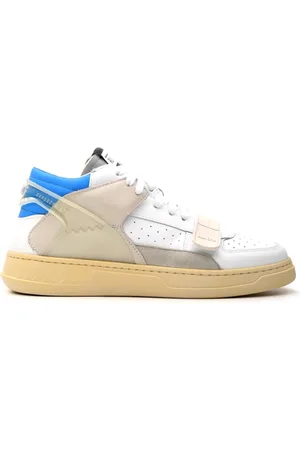 RUN OF Sko, Herre, Hvid, 41 EU, Læder, Hvide Læder- og Ruskindssneakers