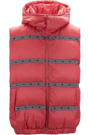 VERSACE Jakke, Herre, Rød, M, Polyester, Rød Polyester Vest med Aftagelig Hætte