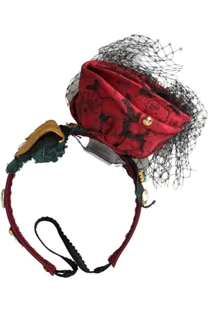 Dolce & Gabbana Tilbehør, Dame, Flerfarvet, ONE SIZE, Rød Silke Crystal Logo Diadem Hårbånd