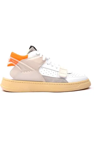 RUN OF Sko, Herre, Hvid, 43 EU, Læder, Hvide Læder- og Ruskindssneakers
