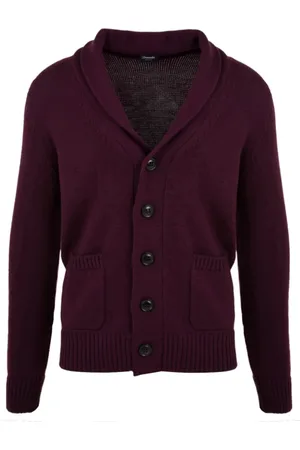 DRUMOHR Strik, Herre, Rød, XL, Bordeaux Sweater Cardigan til Mænd