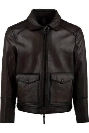 THE JACK LEATHERS Jakke, Herre, Brun, L, Læder, Læderfrakker med lynlås og forlommer