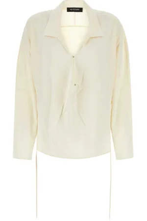 Kiko Kostadinov Bluser & Skjorter, Dame, Hvid, S, Satin, Elegant Ivory Satin Skjorte
