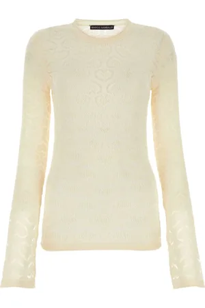 Marco Rambaldi Strik, Dame, Hvid, S, Elegant Ivory Blonde Top
