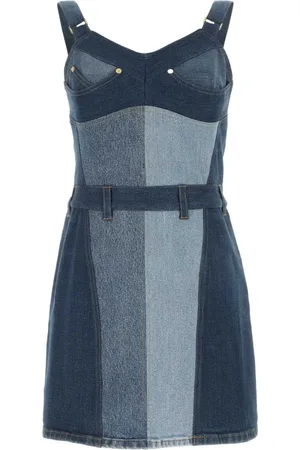 Marine Serre Kjole, Dame, Blå, M, Denim, Denim Dungarees Kjole