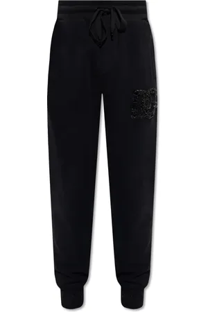 Dolce & Gabbana Bukser, Herre, Sort, L, Bomuld, Sweatpants med logo