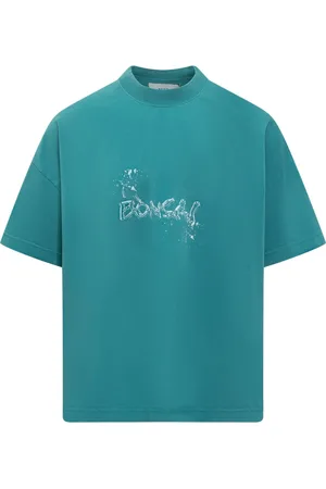 BONSAI Top, Herre, Blå, S, Uld, Oversize Crew Neck T-Shirt med Print
