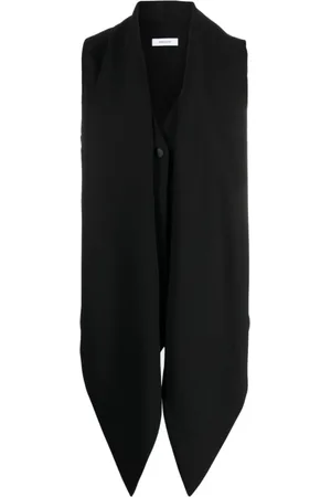 Salvatore Ferragamo Top, Dame, Sort, S, Uld, Sort uld V-hals top med fastgjort tørklæde