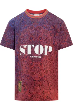 PIERRE-LOUIS MASCIA Top, Herre, Rød, M, Lilla og rød kortærmet T-shirt