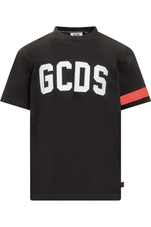GCDS Top, Herre, Sort, XS, Sort Logo T-shirt med Røde Bånd