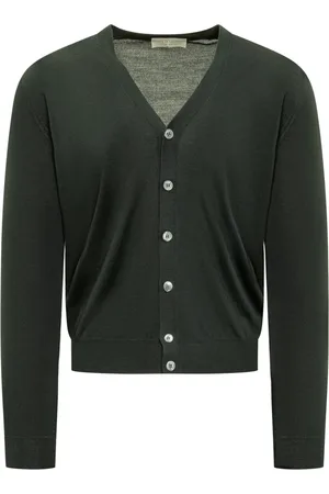 FILIPPO DE LAURENTIIS Strik, Herre, Grøn, 3XL, Uld, Cardigan Sweater