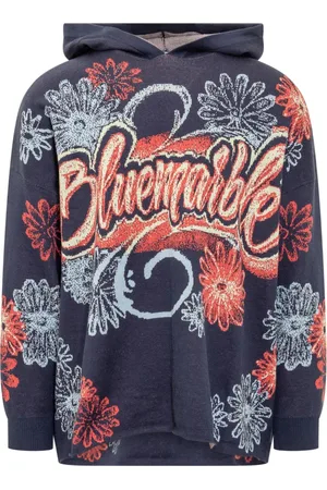 Bluemarble Sweathshirts & Hoodies, Herre, Blå, S, Uld, Jacquard Hættetrøje