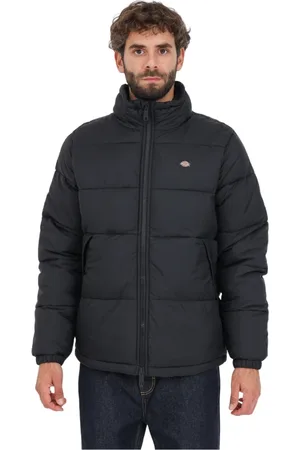 Dickies Jakke, Herre, Sort, S, Uld, Vandafvisende Puffer Jakke med Justerbar Krave og Lynlåslukning