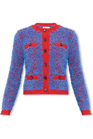 Tory Burch Strik, Dame, Blå, L, Bomuld, Kendra cardigan