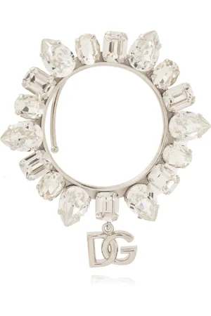 Dolce & Gabbana Tilbehør, Dame, Grå, ONE SIZE, Rhinestone-pyntet øremanchet