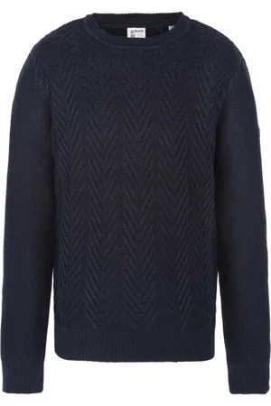 Schott NYC Strik, Herre, Blå, M, Uld, Rundhalset sweater - Tons: Blå