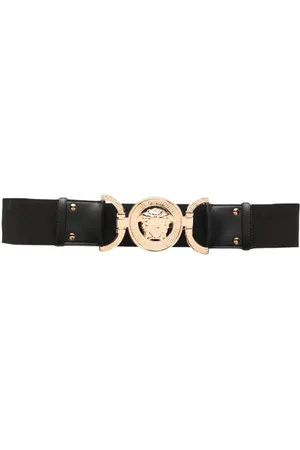 VERSACE Tilbehør, Dame, Sort, XS, Læder, Sort elastisk bælte med Medusa hovedplakette
