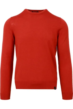FAY Strik, Herre, Brun, S, Uld, Rustfarvet uld crew-neck sweater