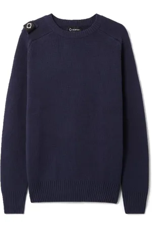 MA.STRUM Strik, Herre, Blå, L, Bomuld, Milano Strik Crew Neck i True Navy